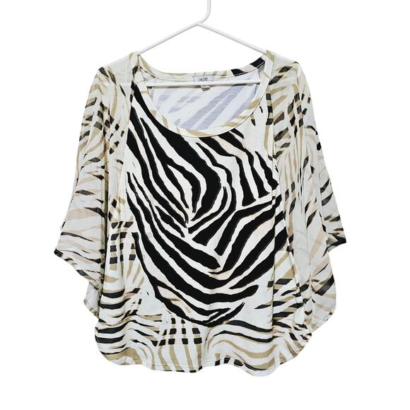 Vintage Cache Zebra Striped Top Women's Size M Flutter Sleeves USA Casual - Picture 1 of 5